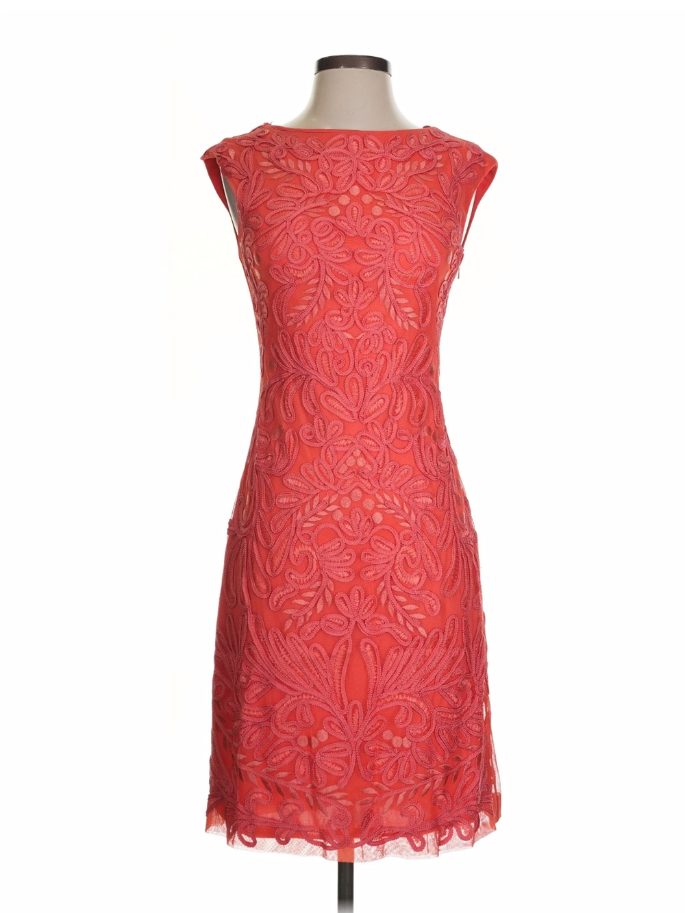 Sue Wong Sleeveless Floral Coral dress 2 Small